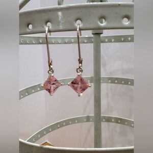 Elegant Pink ice sterling silver Dangle Earrings